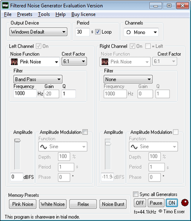 Screenshot for Filtered Noise Generator 1.11